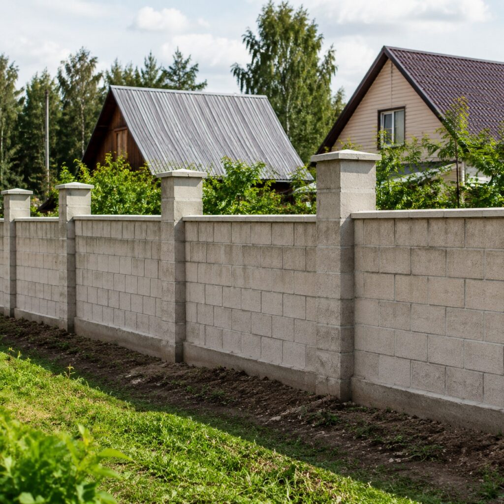 Иллюстрация к статье: Строительство забора из блоков