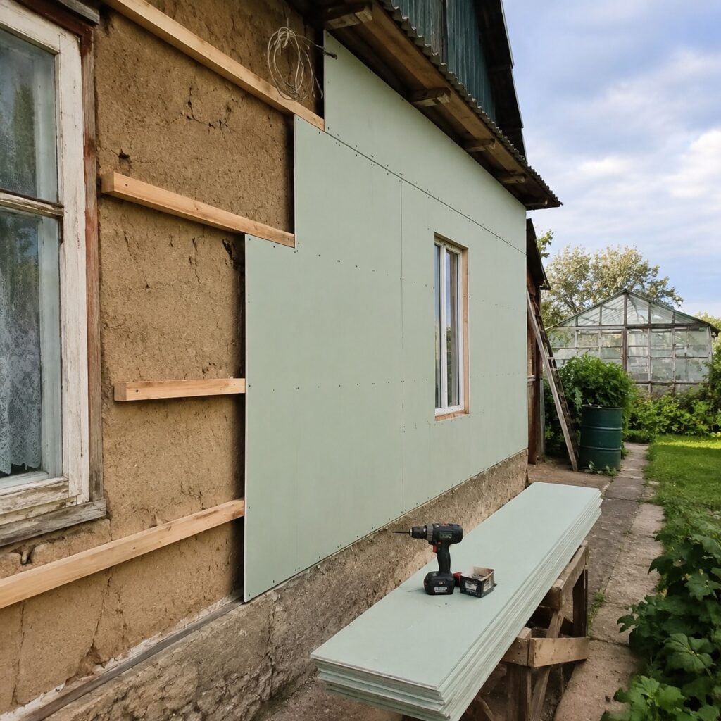 Иллюстрация к статье: Применяем гипсокартон для наружной отделки